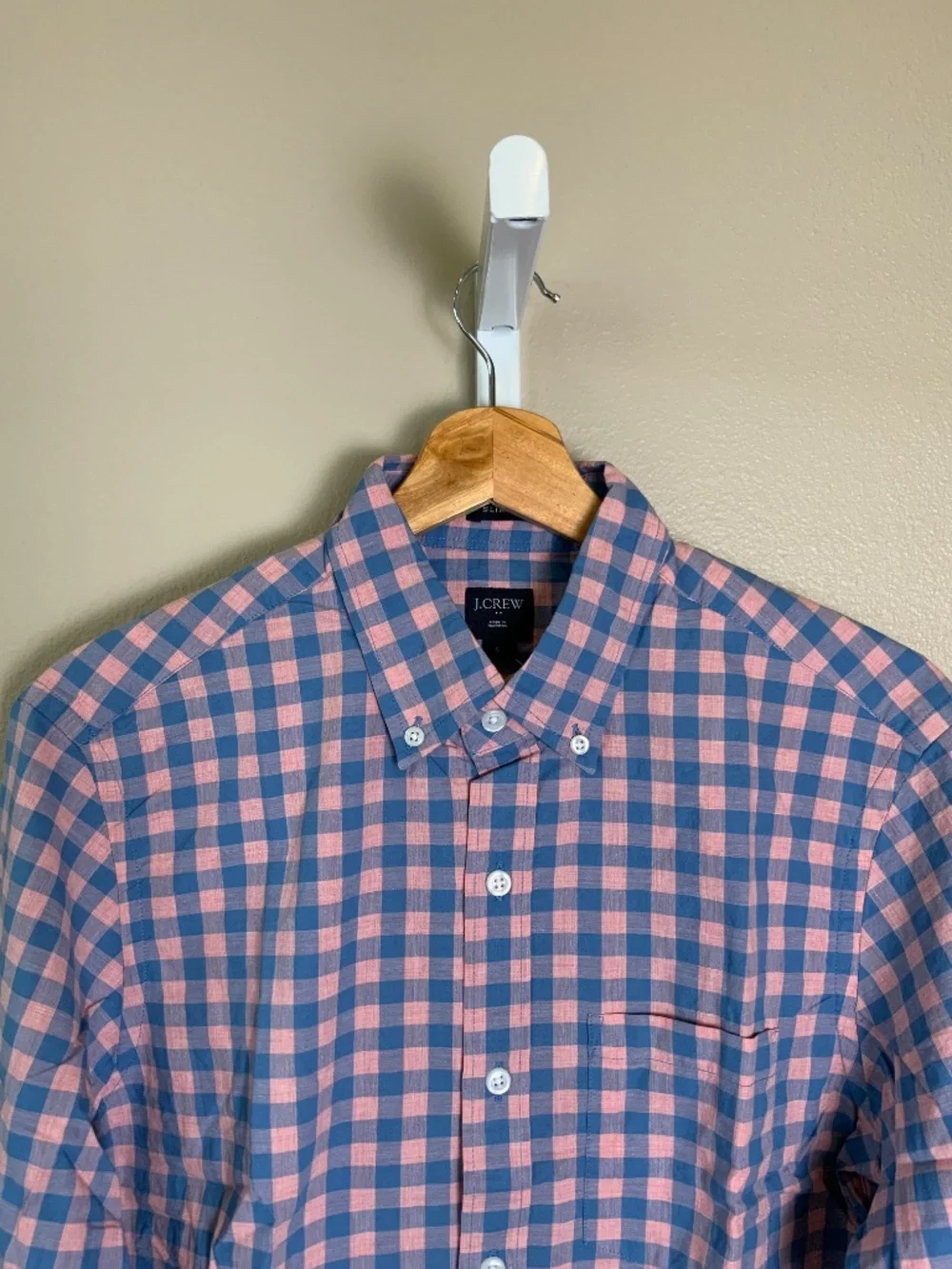 J. Crew Slim Heathered Cotton Gingham Button Down Oxford Shirt